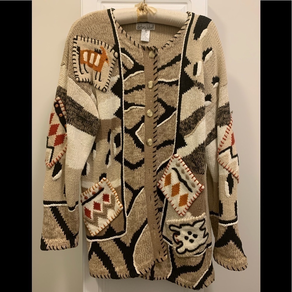 Vintage debra lubell long button front cardigan